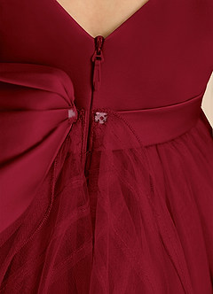 Azazie Pear Flower Girl Dresses Burgundy Ball-Gown Bow Tulle Dress image7