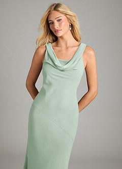 Azazie Rylina Bridesmaid Dresses Agave Mermaid Pleated Chiffon Dress image3
