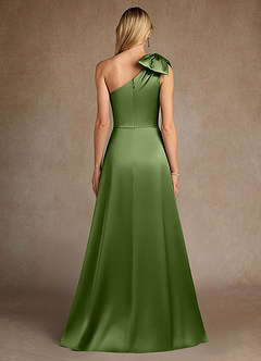 Azazie Easton Klänningar till brudens mor Klä A-Line i Stretch Satin Ena axeln Enbärsgrön image3
