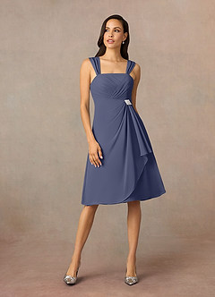 Azazie Olivia Mother of the Bride Dresses Stormy A-Line Square Neckline Pleated Chiffon Dress image3