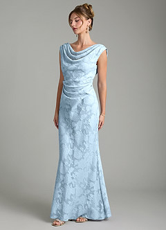 Azazie Kieryn Bridesmaid Dresses Sky Blue Mermaid Pleated Floral Burnout Dress image3
