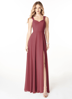Azazie Julie Bridesmaid Dresses Merlot A-Line Sweetheart Neckline Chiffon Dress image1