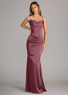 Azazie Sorrel Bridesmaid Dresses Desert Rose Mermaid Strapless Stretch Satin Convertible Dress image6