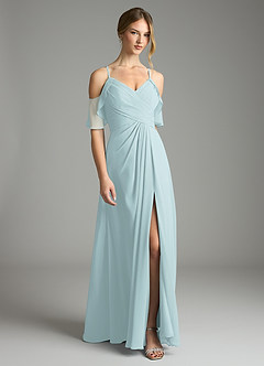 Azazie Dakota Bridesmaid Dresses Mist A-Line V-Neck Pleated Chiffon Dress image3