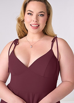 Barbie ♥ Azazie Bridesmaid Dresses Cabernet A-Line Bow Chiffon Dress image9