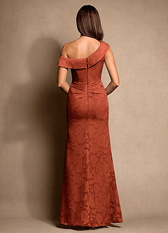 Azazie Hamptons Abiti per la Madre della Sposa Abito A-Line in Burnout Floreale Plissettato Auburn image3