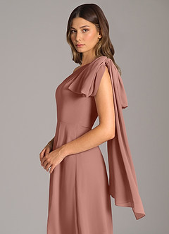 Azazie Tella Abiti da Damigella Abito A-Line in Chiffon Monospalla Cedro Rosa image8