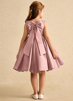 Azazie Jessie Flower Girl Dresses Rose Gold A-Line Bow Matte Satin Dress image1