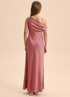 Azazie Emerson Junior Abito Tubino in Raso Elasticizzato a Spalla Scoperta Rosa Antica image2