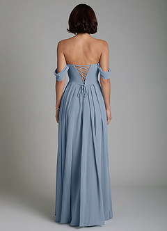 Azazie Loisa Abiti da Damigella Abito Convertibile A-Line in Chiffon Corsetto Blu Polveroso image2