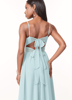 Azazie Zeya Bridesmaid Dresses Mist A-Line V-Neck Pleated Chiffon Dress image2