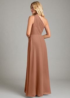 Azazie Phaedra Vestidos de damas de honor Vestido de Bronceador de Gasa de Corte en A con Hombro unilateral image10