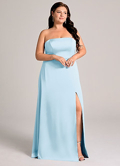 Azazie Wren Bridesmaid Dresses Sky Blue A-Line Strapless Stretch Satin Convertible Dress image10