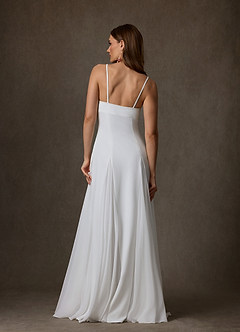 Azazie Anika At-home Try On Dresses Diamond White A-Line Sweetheart Neckline Stretch Crepe Dress image2