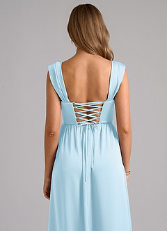 Azazie Hattie Essayer des robes à la maison Robe Trapèze en Satin extensible Corset Bleu Ciel image7