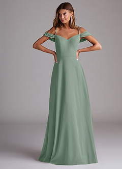 Azazie Marley Vestidos de damas de honor Vestido de Salvia Plateada de Gasa de Corte en A Convertible con Vestidos sin tirantes image4