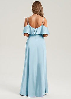 Azazie Jean Bridesmaid Dresses Sky Blue A-Line Off the Shoulder Stretch Satin Dress image2