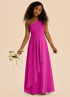 Azazie Skye Junior A-Linie Plissee Chiffon Kleid Fuchsia image2