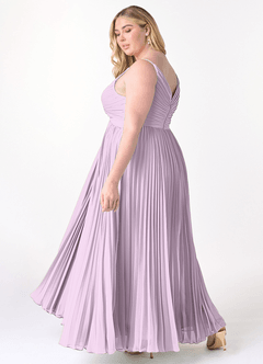 Azazie Raychelle Brautjungfernkleider A-Linie V-Hals Chiffon Kleid Frostiges Flieder image10