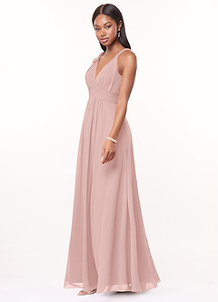 Azazie Maren Brudtärnklänningar Klä av A-Linje i Chiffong Plisserad Puderrosa image3