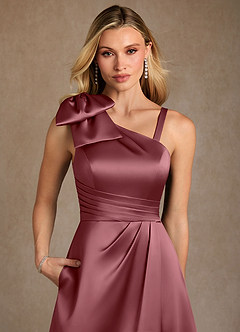 Azazie Easton Mother of the Bride Dresses Desert Rose A-Line One Shoulder Stretch Satin Dress image5