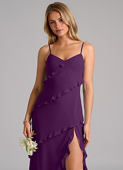 Azazie Nancie Bridesmaid Dresses Grape Mermaid Ruched Chiffon Dress image7