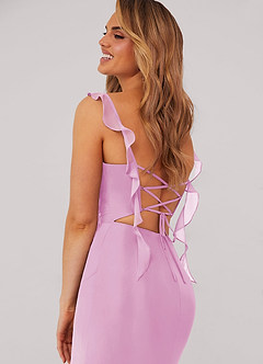 Barbie ♥ Azazie Brautjungfernkleider Meerjungfrau-Linie Korsett Chiffon Kleid Bonbonrosa image2