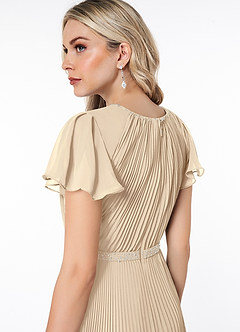 Azazie Kara Modest Bridesmaid Dresses A-Line Pleated Chiffon Floor-Length Dress image6
