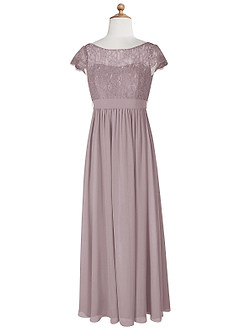 Azazie Silvermist Junior A-Linie Plissee Chiffon Kleid Dämmerung image8