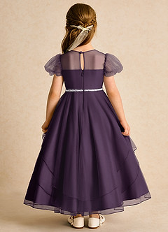Azazie Duckie Abiti da Ragazza di Fiori Abito Principessa in Tulle Plissettato Prugna image5