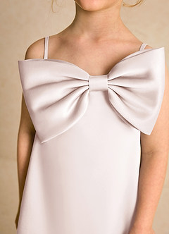Azazie Kiwi Flower Girl Dresses Rose Petal A-Line Spaghetti Strap Matte Satin Dress image6