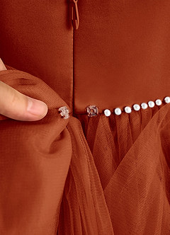 Azazie Tinie Flower Girl Dresses Paprika Ball-Gown Bow Tulle Dress image8