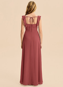 Azazie Nori Junior Terracotta A-Line Ruched Chiffon Dress image2