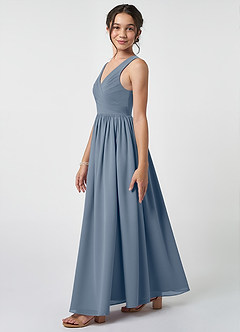 Azazie Keyla Junior A-Linie Plissee Chiffon Kleid Zwielichtviolett image3