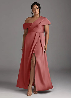 Azazie Milton Mère de la mariée Robes Robe Trapèze en Satin extensible Plissée Antique Rose image9