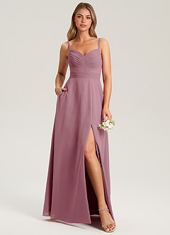Azazie Terese Bridesmaid Dresses Vintage Mauve A-Line Pleated Chiffon Dress image6