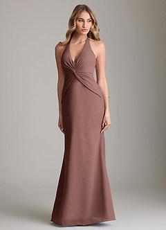 Azazie Valerie Robes de demoiselle d'honneur Robe Sirène en Mousseline de soie Plissée Expresso image1