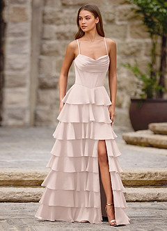 Rhythm Powder Pink Ruffled A-line Prom Dress image7