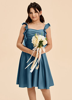 Azazie Kira Junior Bermuda A-Line Ruched Stretch Satin Dress image6