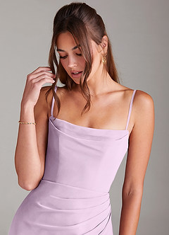 Azazie Leonis Bridesmaid Dresses Frosted Lilac Sheath Strapless Chiffon Convertible Dress image2