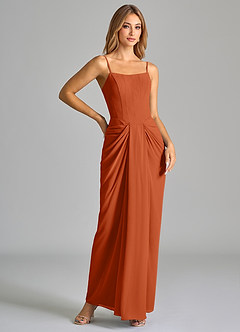 Azazie Anaïs Bridesmaid Dresses Burnt Orange Sheath Strapless Chiffon Dress image6