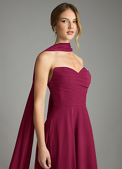 Azazie Ayla Bridesmaid Dresses Burgundy A-Line Sweetheart Neckline Chiffon Dress image7