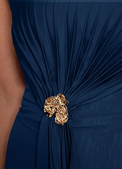 Azazie Dinanta vestidos de madre de la novia Vestido de Azul Marino Oscuro de Gasa de Columna con Plisado image8