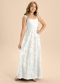 Azazie Rosey Junior White A-Line Sweetheart Neckline Floral Burnout Dress image7