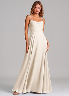 Azazie Elle Bridesmaid Dresses White Alabaster A-Line Pleated Chiffon Dress image3