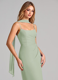 Azazie Calandra Suknie dla druhen Osłona Pofałdowany Szyfon Do ziemi Sukienka image6