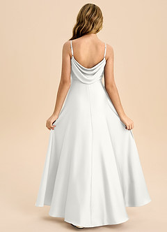 Azazie Bug Junior A-Linie Plissee Stretch-Satin Kleid Weiß image1