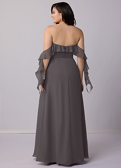 Barbie ♥ Azazie Bridesmaid Dresses Steel Grey A-Line Off the Shoulder Chiffon Convertible Dress image9