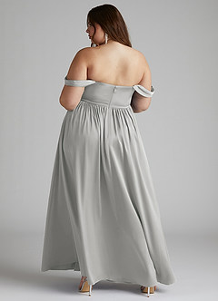 Azazie Morana Final Sale Silver A-Line Off the Shoulder Stretch Satin Convertible Dress image14