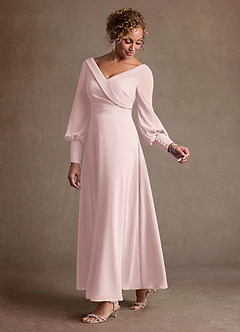 Azazie Paterson Mother of the Bride Dresses Blushing Pink A-Line Pleated Chiffon Dress image5